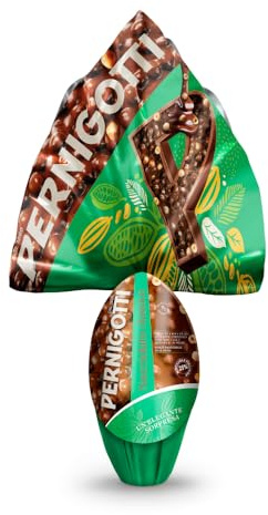 Pernigotti Uovo di Pasqua 2026 Nocciolato Classico, Cioccolato al Latte con Nocciole Italiane Intere e in Granella, Senza Glutine, con Sorpresa UNOARGENTO Made in Italy, 350 g