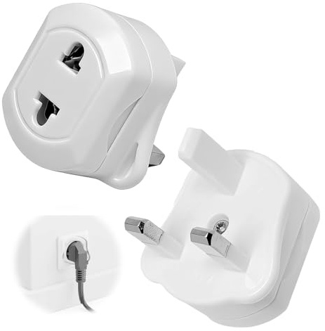 UK Plug Adapter for EU, 2Ppcs US Appliances, 2-Pin to 3-Pin Plug Converter, Electric Toothbrush Shaver Adapter for UK, Plug Adapter, Universal Travel Plug Adapter for Bathroom Kitchen Use