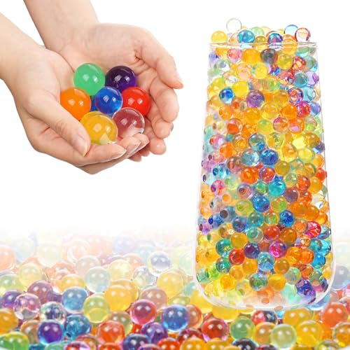 APXEL Perlas de Agua Coloridas, Bolas de Gel No TóXico y Biodegradable, Perlas de Gel Reutilizable para Rellenar Jarrones, Bodas, Decoración del Hogar o de Plantas (50.000 pequeños + 300 Grandes)