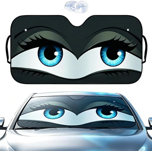 Car Windshield Sun Shade – Funny Big Eyes Cartoon Visor,With suction cup | Sun Protection, Car Windshield