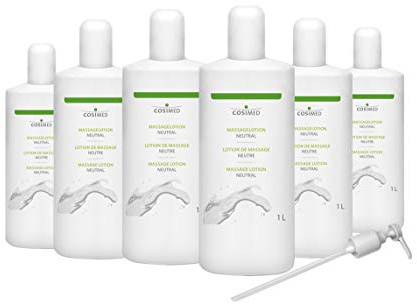 cosiMed Massagelotion neutral | Bundle 6 x 1L | ergiebig & griffsicher | Made in Germany | inkl. Dosierpumpe