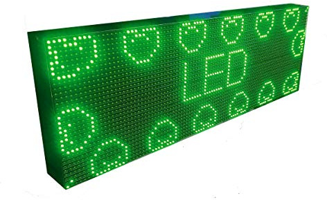 Cartel LED programable con Sensor de Temperatura y Reloj (96x32 Doble Cara, Verde) / Letrero programable/Pantalla programable/Pantalla de Texto/Rótulo Luminoso/Reloj electrónico