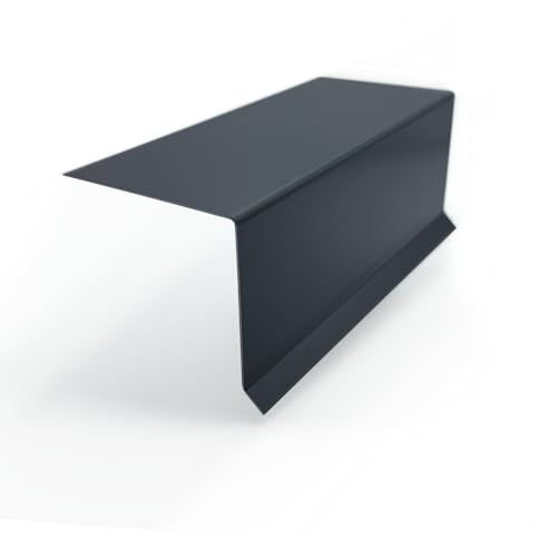 Ortgangblech Länge 200cm | Stahl verzinkt Anthrazit RAL7016 | Zuschnitt 350mm (A: 15mm + B: 215mm + C: 120mm) | Dachblech Winkelblech Kantblech