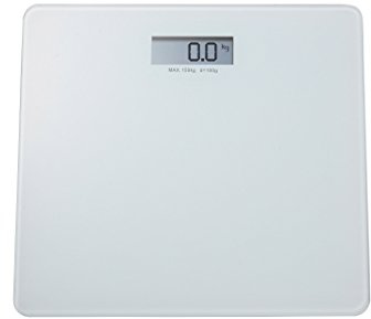 King Collection B1407314/B Personenwaage mit LCD-Display max. 150 kg Basis aus Glas, weiß, 30 x 30 x 1,70H