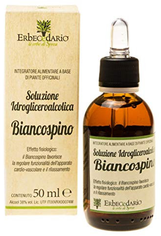 Biancospino Gemmoderivato Favorisce il benessere cardiovascolare ed aiuta il rilassamento dell'organismo, Biancospino gocce calmanti naturali contrasta nervosismo agitazione e stress - 50ml