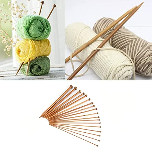 18 Größen Bambus Stricknadeln Set，einspitzig, karbonisierte Stricknadel, Stricknadeln, Stricken, Häkeln, Zubehör für Anfänger, handgefertigt Karbonisierte Einpunkt-Stricknadel (2 mm bis 10 mm)