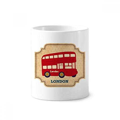 DIYthinker UK London Double-Decker Bus Stamp Ceramic Toothbrush Pen Holder Mug White Cup 350ml Gift 9.6cm high x 8.2cm Diameter