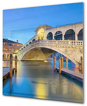 Stunning printed Glass backsplash – Tempered glass kitchen wall panel BS24 Bridges Series: Rialto Bridge In Venice 1