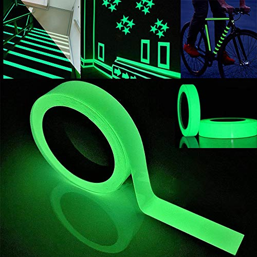 FULARR 5M X 2CM Premium Lumineux Phosphorescent Ruban Autocollant, Fluorescente Autocollant, Auto-Adhésif Lumineux Sécurité Ruban, Amovible Imperméable –– Lumière Verte
