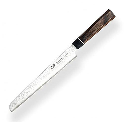 Suncraft VG-10 Black Damascus & Couteau de Cuisine & Damas Couteau à Pain 22cm & Professionnel Japonais Acier 67 Couches avec Pakkawood Poignée