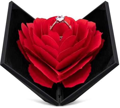 Wislist Creative Ring Box Small Ring case for Proposal Engagement Wedding Ceremony Birthday Gift Jewelry Display Presentation Storage Chest Holder Organizer (Black)