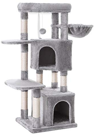 FEANDREA Cat Tree, Cat Condo, Activity Centre, 120 cm, Light Grey PCT80W
