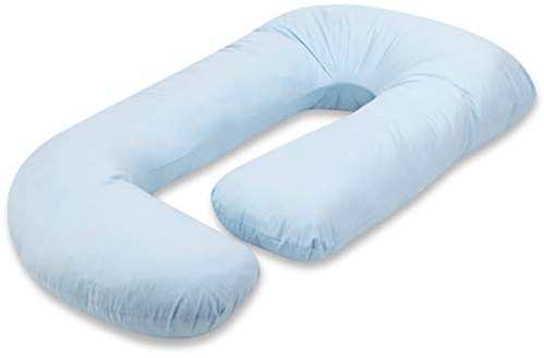 Vitabo weiches Schwangerschaftskissen G-Form | ergonomisches Seitenschläferkissen Stillkissen | Flexibles Stützkissen und Kniekissen für erholsamen Schlaf | 110x70 cm (Hellblau)