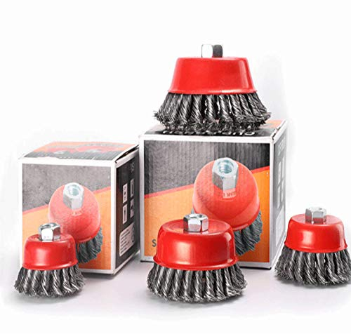 4 pcs Topfbürste winkelschleifer drahtbürste winkelschleifer drahtbürste flex Stahl gezopfter Draht Topf-Drahtbürste Gewinde M14