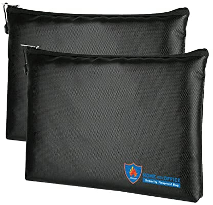 2 Stück Feuerfeste Tasche 29x20cm, Wasserdichte Feuerbeständige Tasche,Tresor Feuerfest Geldscheine Aufbewahrung,Große Kapazität Aktentasche Für Dokumente/Geld/Passport/Bankdatei Und Bargeld
