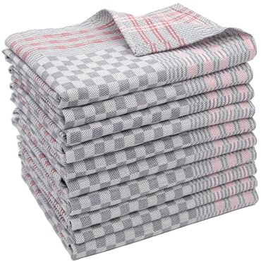 ZOLLNER 10er Set Geschirrtücher - Baumwolle in 50x100 cm - langlebige und strapazierfähige Küchentücher - waschbar bis 95°C – in grau kariert - Gastronomiequalität - Oeko Tex® Zertifiziert