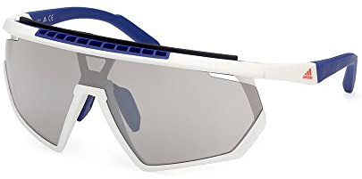 adidas Sport SP0029 Herren-Sonnenbrille, Schlanke & Leichte Sport-Sonnenbrille, Navigator-Glasform, Braune-Kontrastgläser, Blau/Beige