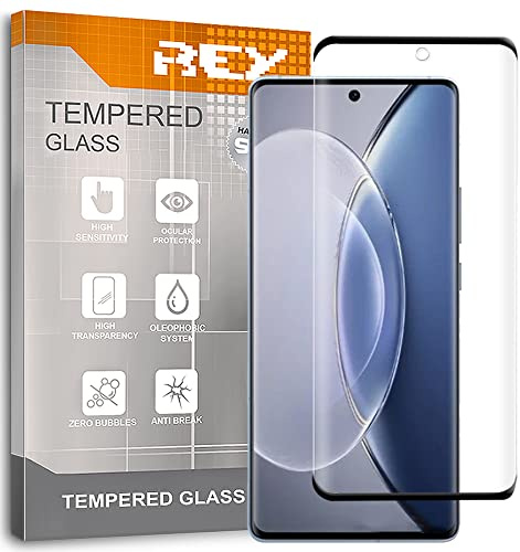REY Curved Screen Protector for VIVO X90 - X90 Pro, Black, Premium Tempered Glass, 3D/4D/5D, Anti-Breakage