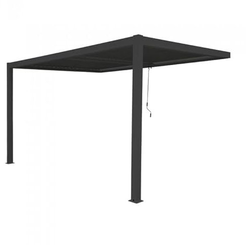Grindi - Pavillon 3x4 wasserdicht stabil Winterfest - Terrassenpergola aus Aluminium, Wandmontiert, Grau - Kea VII 4x3m - Sonnensegel 3x4m - Terrassendach - Gazebo