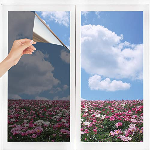 Lámina de espejo autoadhesiva para ventana, protección solar, protección solar, protección solar reflectante, protección UV para oficina y hogar (gris plateado, 40 x 300 cm)