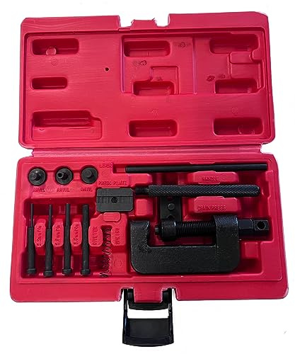 Cal-Hawk Motorcycle & Bicycle Cam Drive Chain Breaker Riveter 13pc Repair Tool Kit