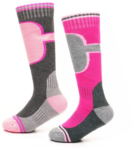 A2Z 4 Kids Premium Ragazzi Termico Sciare Calzini Per Inverno All'aperto Attività Pack - Socks AZ9611 Pink 2 Pack 7-10