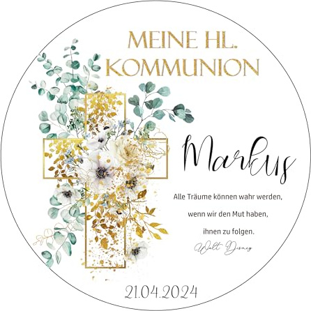 Tortenaufleger Muffintopper KREUZ & EUKALYPTUS | Kommunion | Konfirmation | Firmung | Jugendweihe - Fondant, Oblate oder Dekorpapier Plus