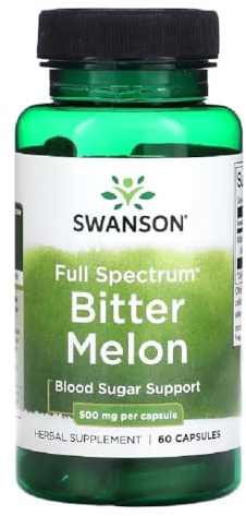 Swanson - Bitter Melon, 500mg | Soutien pour des niveaux de sucre sanguin sains & digestion - 60 capsules