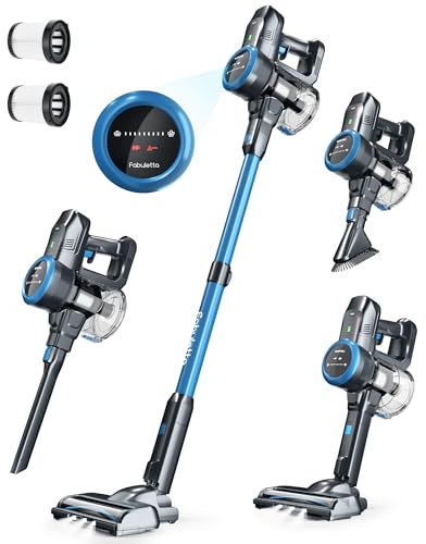 FABULETTA Cordless Vacuum Cleaner, 35KPA Stick Vacuum Cleaner with Brushless Motor, 3 Modes 6 in 1 Lightweight Vacuum Cleaner with 50Min Detachable Battery for Home/Pet Hair/Carpet/Hard Floor (Blue)