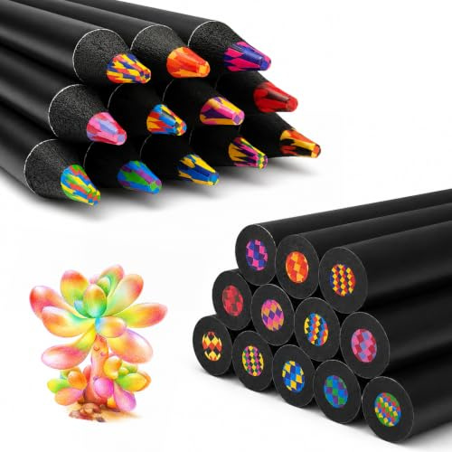 Surcotto Regenbogenstift 12PCS,Buntstifte Stifte für Zeichnen,Mehrfarbiger Buntstifte für Zeichnen,Färben