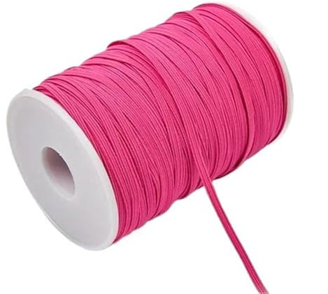 XPJYUA Goma Elastica Costura Banda elástica de Goma de Colores de 3 mm y 6 mm for Coser, Cinta elástica de Licra, Accesorios for Prendas de Vestir(Rose Red,6mm 100yards)