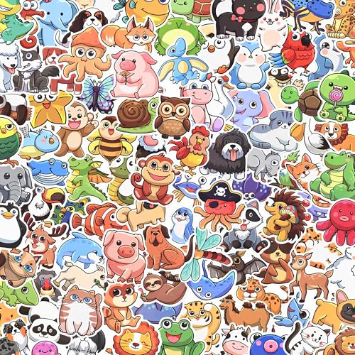 100 Stück Niedliche Aufkleber Tier Adrette Ästhetische Aufkleber für Kinder Wasserdichte Aufkleber für Scrapbooking Scrap Book Wasserflasche Journal Koffer Gitarre Kawaii Scrapbook Zubehör