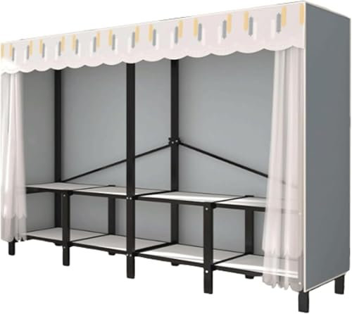 ININOSNP Tragbarer Kleiderschrank, Kleiderschrank aus Stahl, Kleiderschrank aus dickem Stoff, Hängegarderobe, 126/170/192 cm/220 cm, Faltbarer Kleiderschrank(L:192cm/76in)