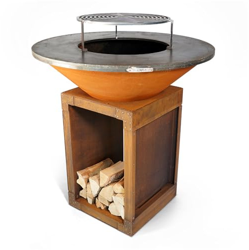 Brasonfire Brasero Plancha Ø 1 m, 120 KG, Acier Corten, Grille incluse, Barbecue extérieur à Bois et Accessoires, 100% Fabrication Française