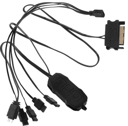 Rgb PVC Black Lighting Controller Computer Hub | Tool-free Installation, Quick Expansion, Sturdy Build, Addressable LED Control for Desktop Setup