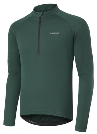 BERGRISAR Maillot de ciclismo de manga larga con media cremallera para hombre, ropa de ciclismo de montaña, S