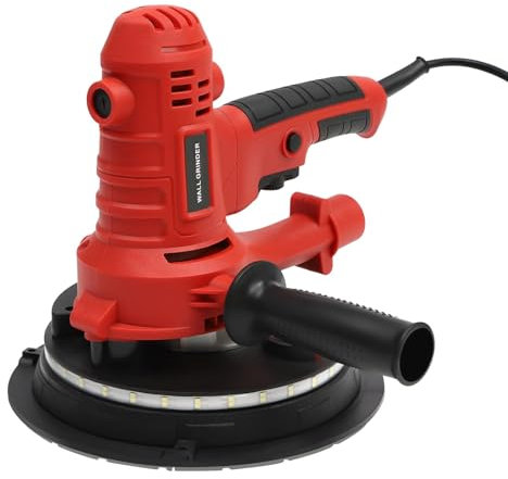 ANGDI Levigatrice elettrica per cartongesso, levigatrice Portatile per cartongesso e intonaco Senza Polvere, levigatrice per pareti a velocità variabile da 1200-2500 Giri/min con Luce LED