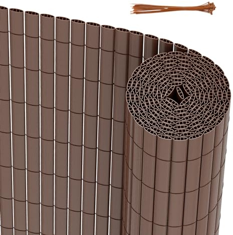 Peviasot PVC Sichtschutzmatte 2X 90x300cm, Winddicht, Balkon Windschutz, dreifach verstärktes Design für Garten Balkon Terrassen, schimmelbeständiger Sichtschutzzaun, mit Spannbändern, braun