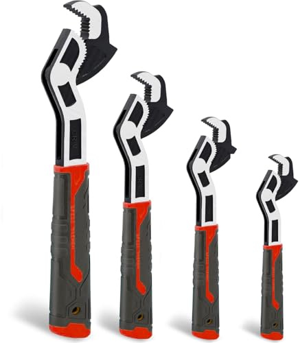 JIcloun 4er Set Universal Schraubenschlüssel Verstellbar - Alles IN 1 Selbsteinstellend Rohrzange/Maulschlüssel/Rollgabelschlüssel etc. aus CR-V Stahl mit Gummigriff - (max. 43mm Maulweite)