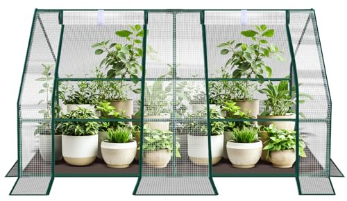 Ansobea Kleines Gewächshaus Tomatenzelt mit UV-beständiger PE-Folie Platzsparendes Folien-Treibhaus aus Stahl für Garten und Balkon