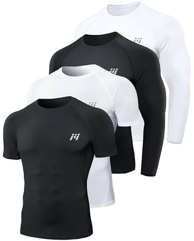 MEETWEE Compression Shirt Men's, Short/Long Sleeve Functional Men's Sports Shirt for Running Jogging Sports Gym