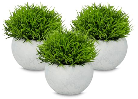 Relaxdays Set de 3 Plantas Artificiales, Flores Hiperrealistas, Maceteros, Suculentas de Plástico, Irreales, Verde/Gris, Papel, 12 x 12 cm