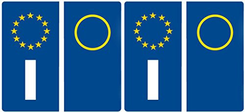 StampaGenerale® - Adesivo Targa Auto Logo Europa in Pvc Resistente e Impermeabile Ideale per Restauri Kit 4 pz per Fronte e Retro (10x4,5 cm)