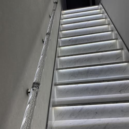 Clear Acrylic Handrail for Stairs- 3ft/4ft/5ft/6ft/10ft/12ft/14ft/20ft，Outdoor Indoor Transparent Crystal Handrails for Exterior Steps, with Wall Mount Silver Brackets(530cm/17.4ft)