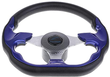 F Fityle 320mm Aluminium Sportlenkrad für Boote mit Schaumgriff in Blau
