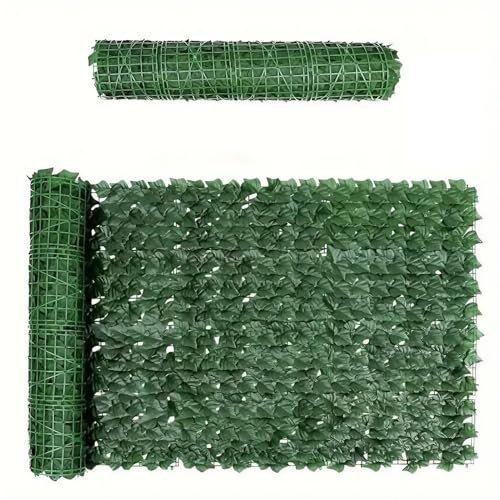 ZJEQZH Haie Artificielle Rouleau PVC - Brise Vue Feuillage pour Balcon/Terrasse - Panneau Occultant Extérieur avec Serre-Câble(1.5 x 10 m)