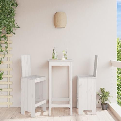 MOBCANT Barhocker 2 STK, Barstühle Terrassenstühle Balkonstühle Loungestuhl Geeignet für Business Exhibition Balkon Rasen Terrasse Weiß 40x42x120 cm Massivholz Kiefer