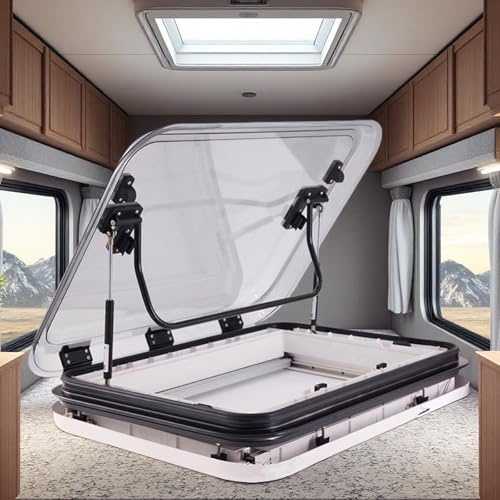 Giuggiolared Dachfenster Dachluke für Wohnmobile, 50/70/80 x 50 cm, manuell zu öffnendes Bullauge mit LED-Licht, Dachfenster aus Aluminiumlegierung für Wohnwagen, Wohnmobil, Imbisswagen,700 * 500mm