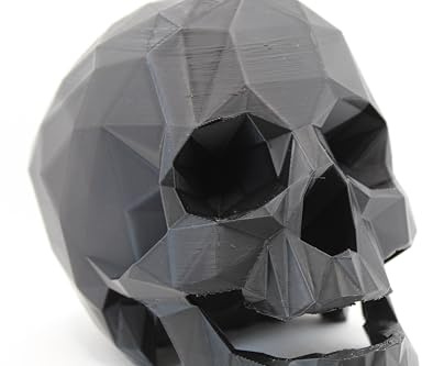 3D Printed Low Poly Skull – Modern Geometric Decorative Sculpture – Black or White PLA Desk Ornament – Minimalist Gothic Home Decor – Polygon Art Skull Figure – Unique Shelf Display Gift (Black)