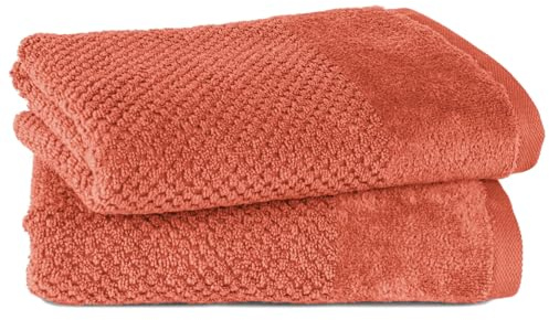 Pure Label Handtuch - 2er-Pack 50x100cm aus 100% Baumwolle - saugstark, schnelltrockend & weich - Handtücher mit Anhängeschlaufe - Oeko-TEX Zertifiziert - Orange